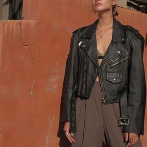 Wilsons Leather Black Moto Jacket